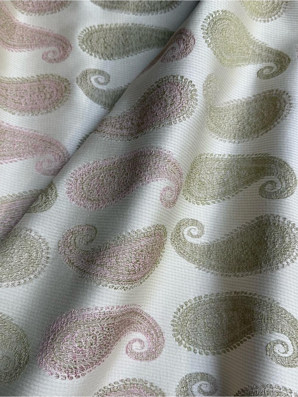 Paisley Upholstery Fabric Mauve Pink Sage Green Traditional Cottagecore Per Yard